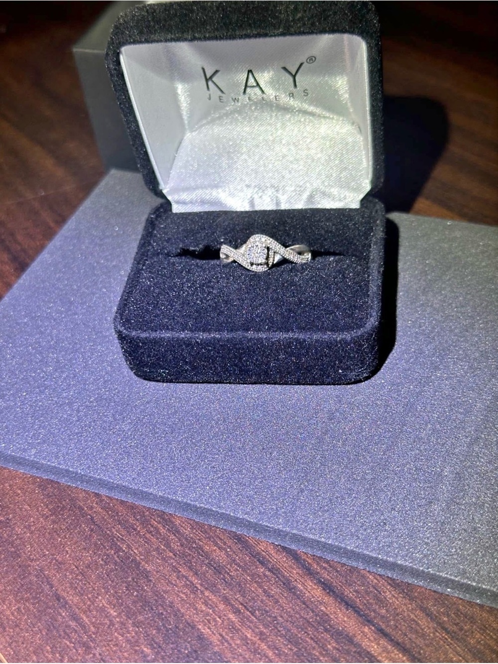 Kay Jewelers Silver Twist Pavé Diamond Ring